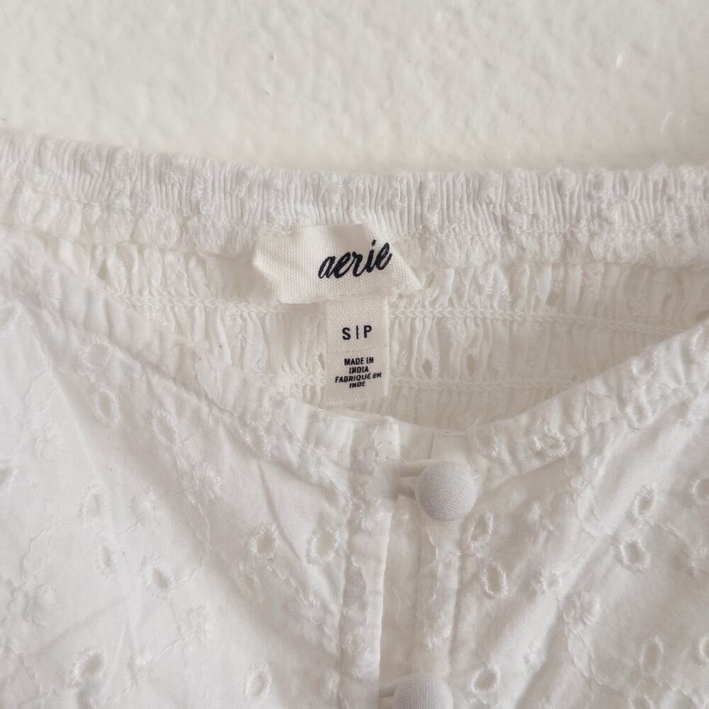 Aerie White Eyelet Babydoll Blouse Size Small - Picture 5 of 7